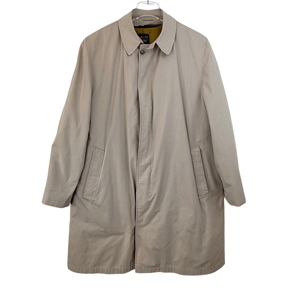 Vintage Eddie Bauer Down Lined Hidden Placket Trench Coat Heritage Tan 44 - Picture 3 of 13